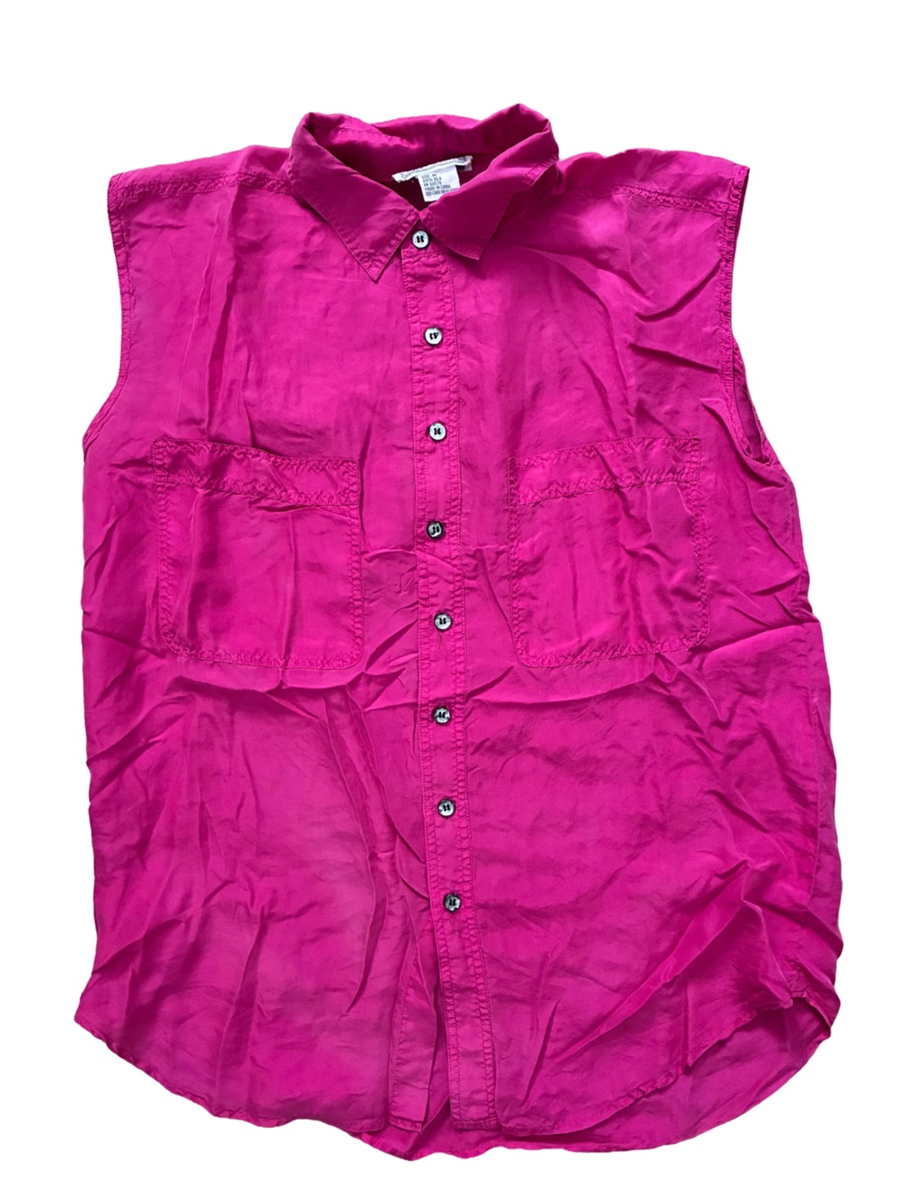Vintage 100% Silk Croquet Club Sleeveless Button Up